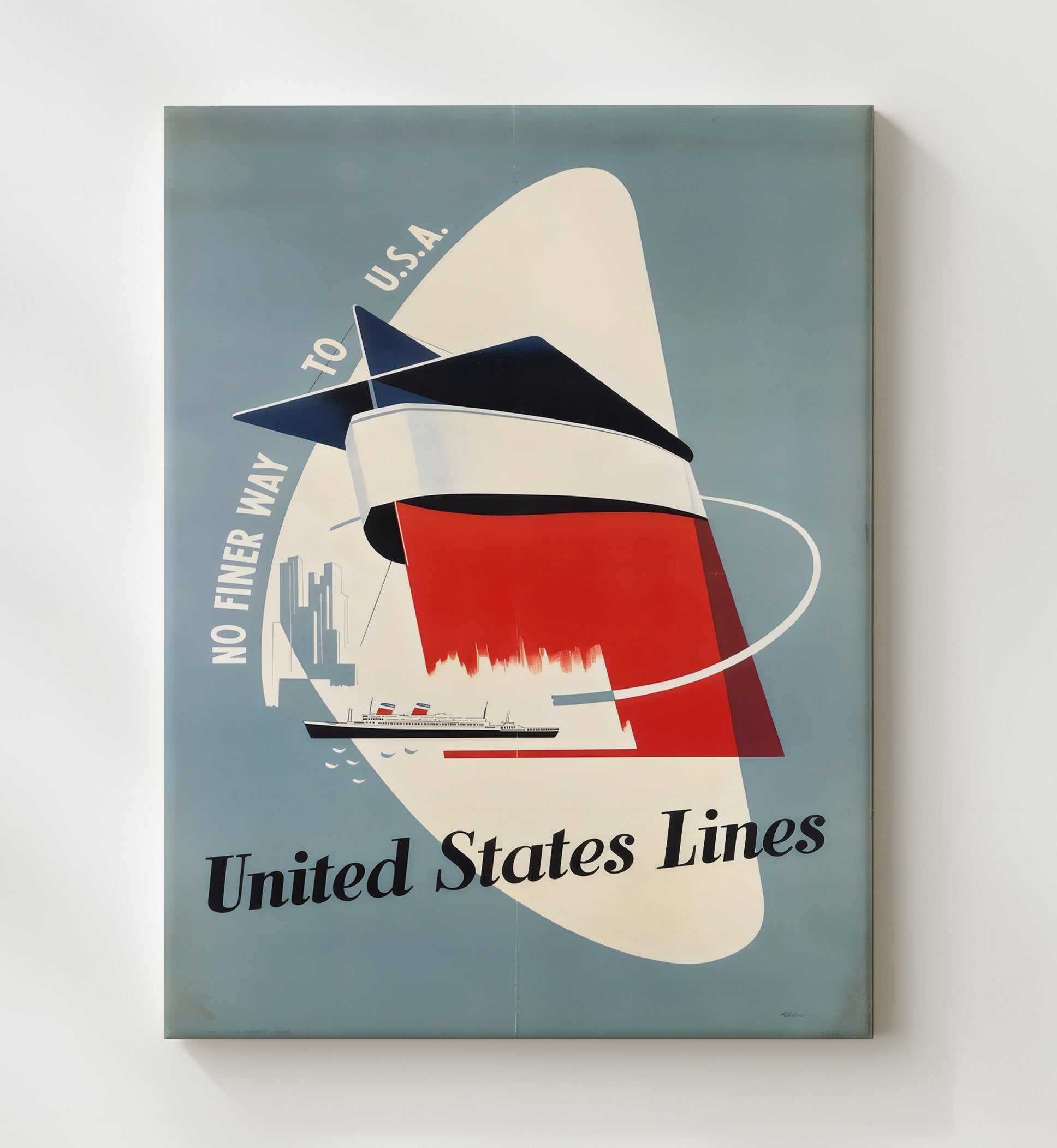 United States Lines USA Vintage Travel Print 20x24 Canvas travel wall art print