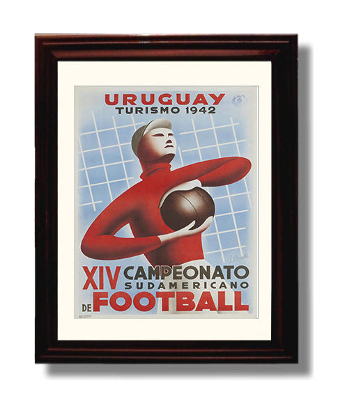 Uruguay Football Championship Vintage Travel Print 8x10 Beveled Frame travel wall art print