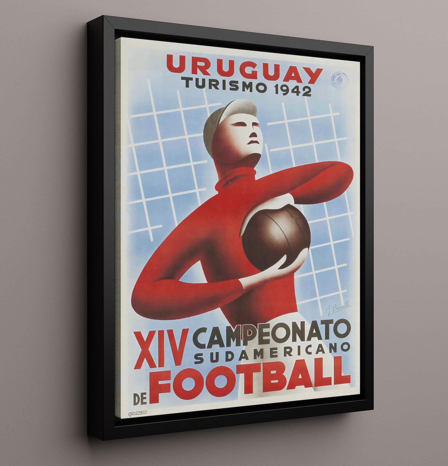 Uruguay Football Championship Vintage Travel Print 16x20 Framed Canvas travel wall art print
