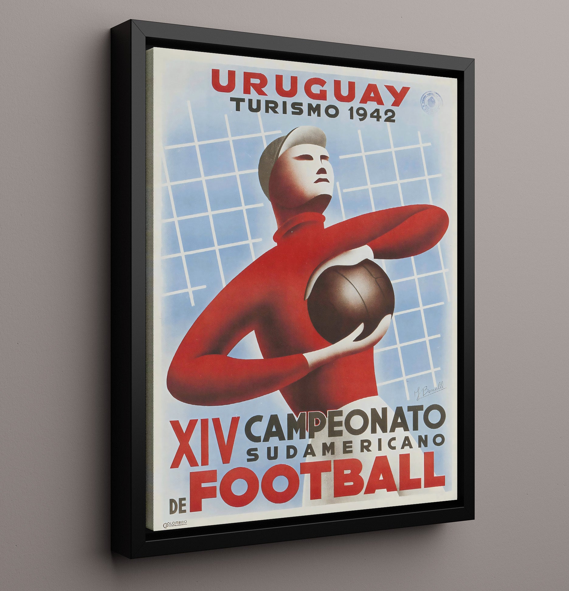 Uruguay Football Championship Vintage Travel Print 16x20 Framed Canvas travel wall art print
