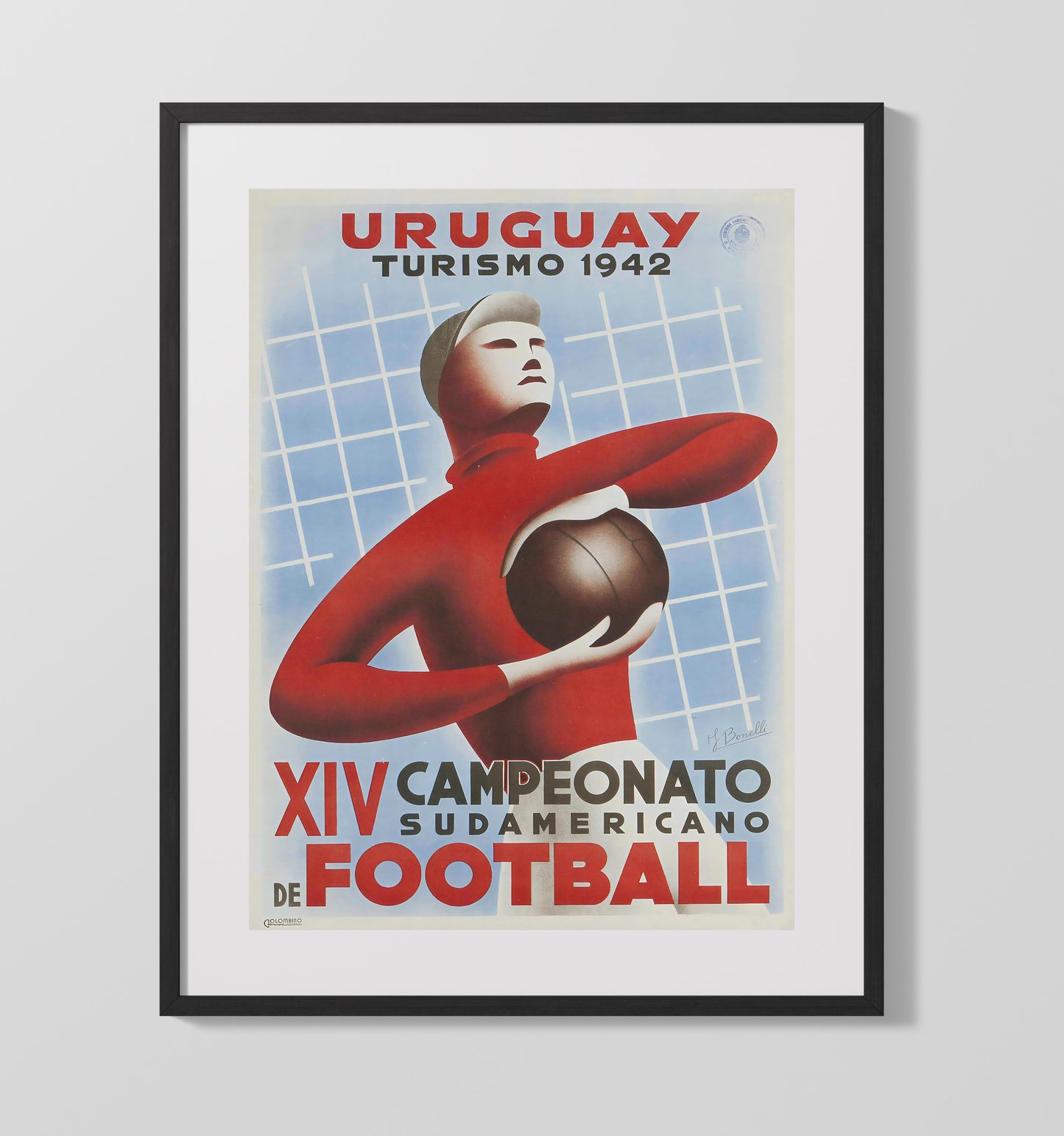 Uruguay Football Championship Vintage Travel Print 16x20 Gallery Frame travel wall art print