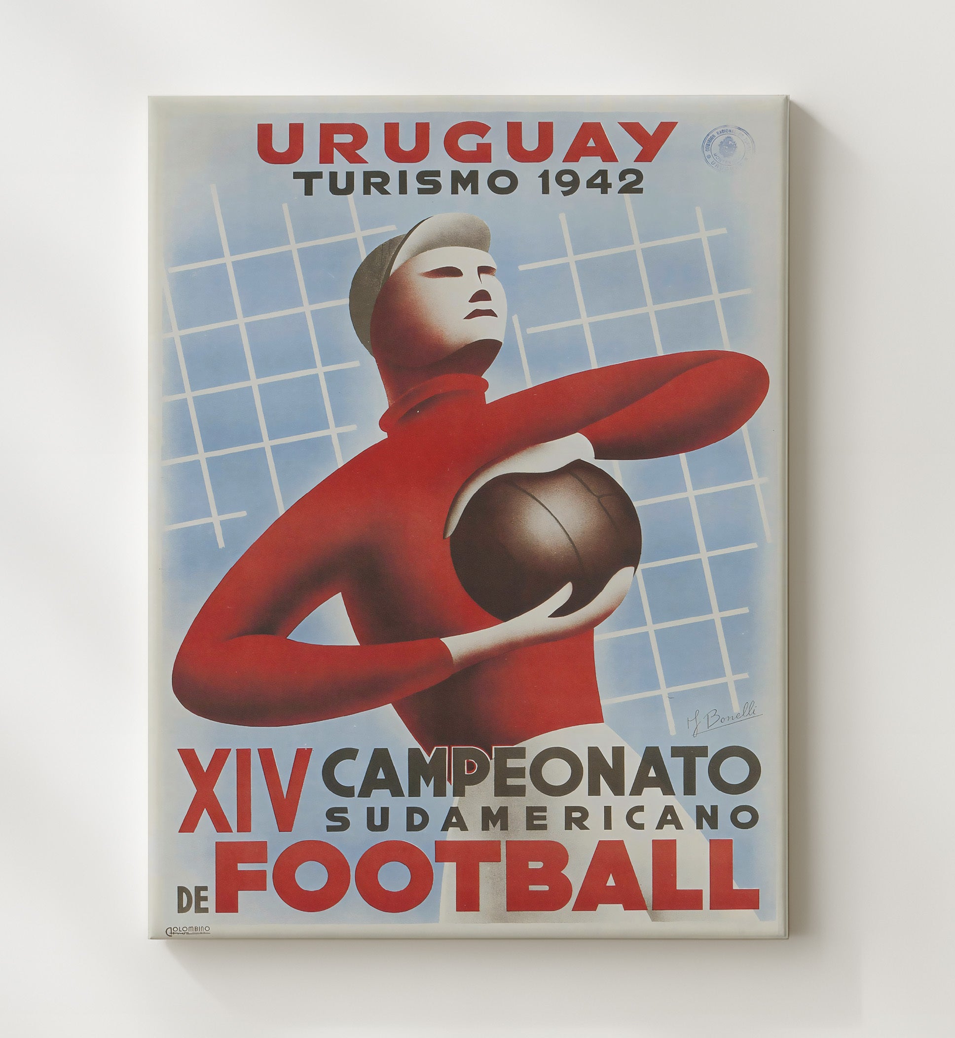 Uruguay Football Championship Vintage Travel Print 20x24 Canvas travel wall art print