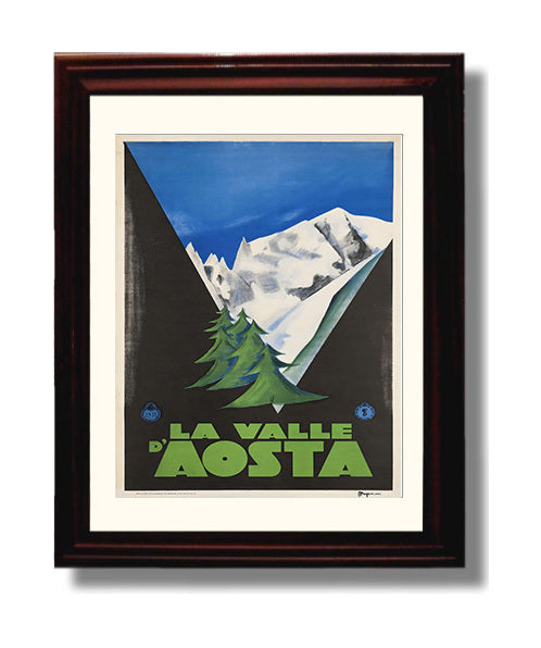 Val d Aosta Alpine Peaks travel poster wall art 8x10 Canvas