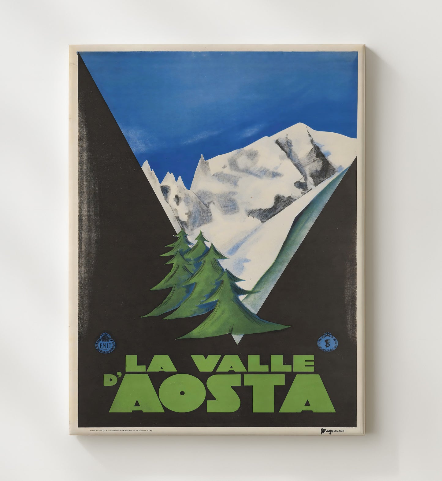 Val dAosta Alpine Peaks Vintage Travel Print 20x24 Canvas travel wall art print