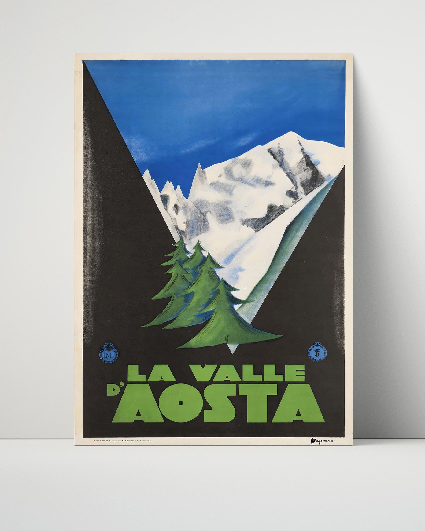 Val dAosta Alpine Peaks Vintage Travel Print 16x20 Unframed Print travel wall art print