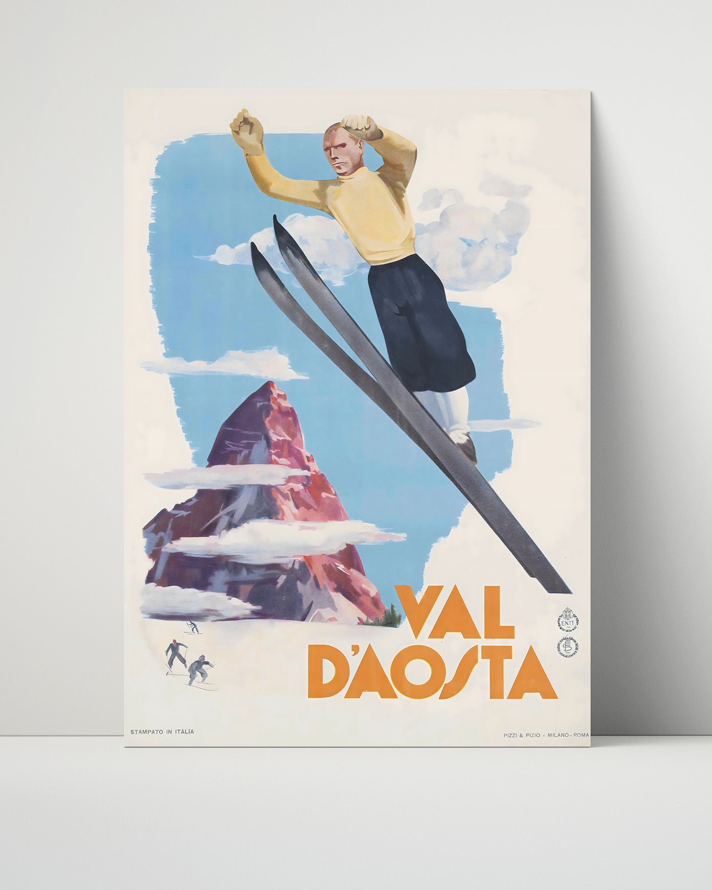 Val dAosta Ski Jump Vintage Travel Print 16x20 Unframed Print travel wall art print