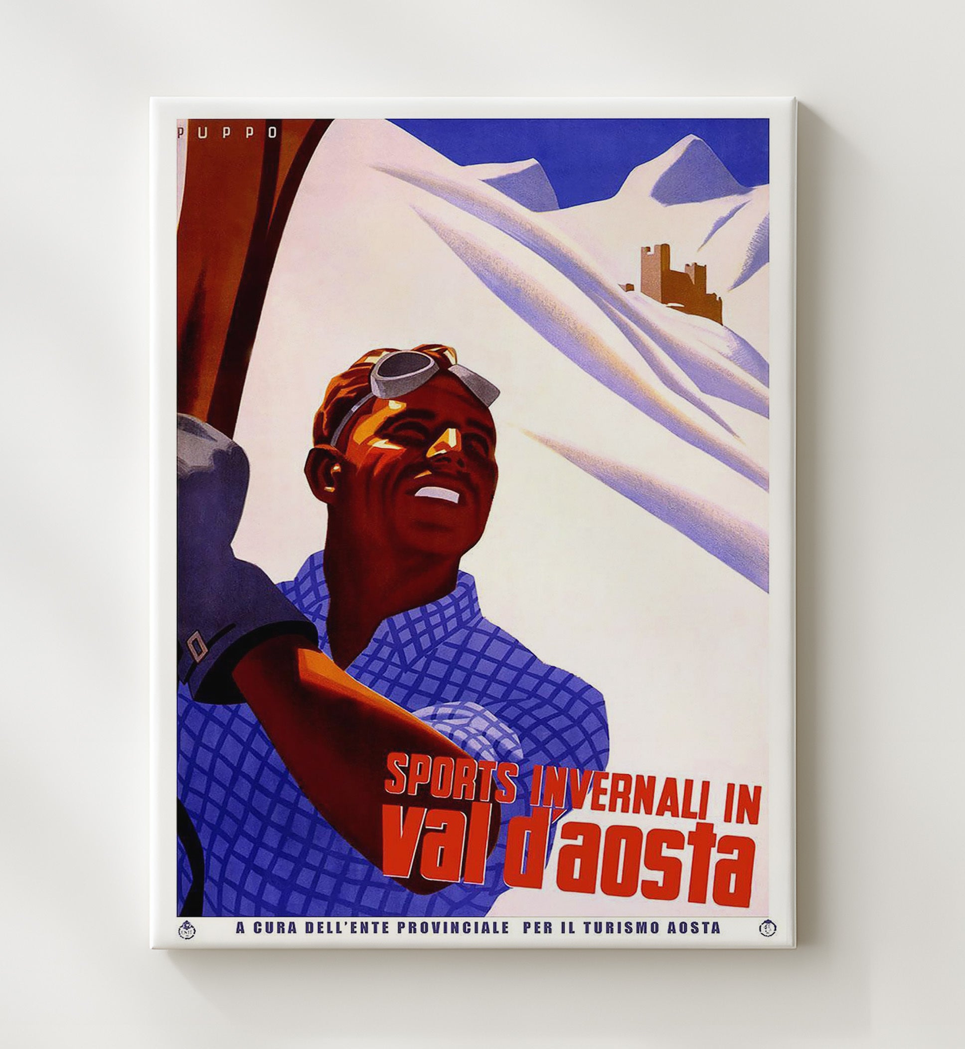 Val dAosta Winter Sports Vintage Travel Print 20x24 Canvas travel wall art print