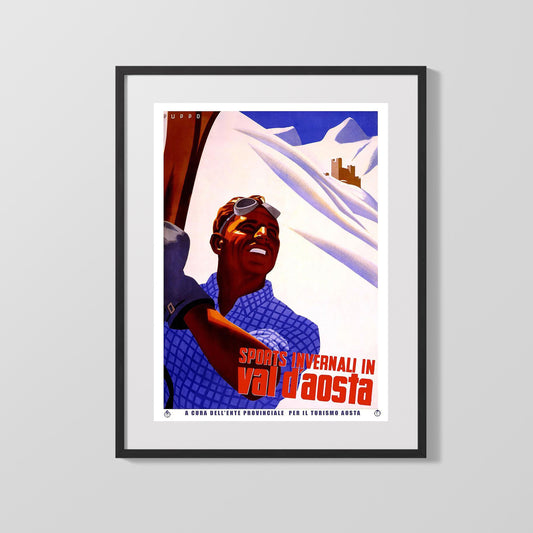Classic Travel Poster - Val dAosta - Ski Jump