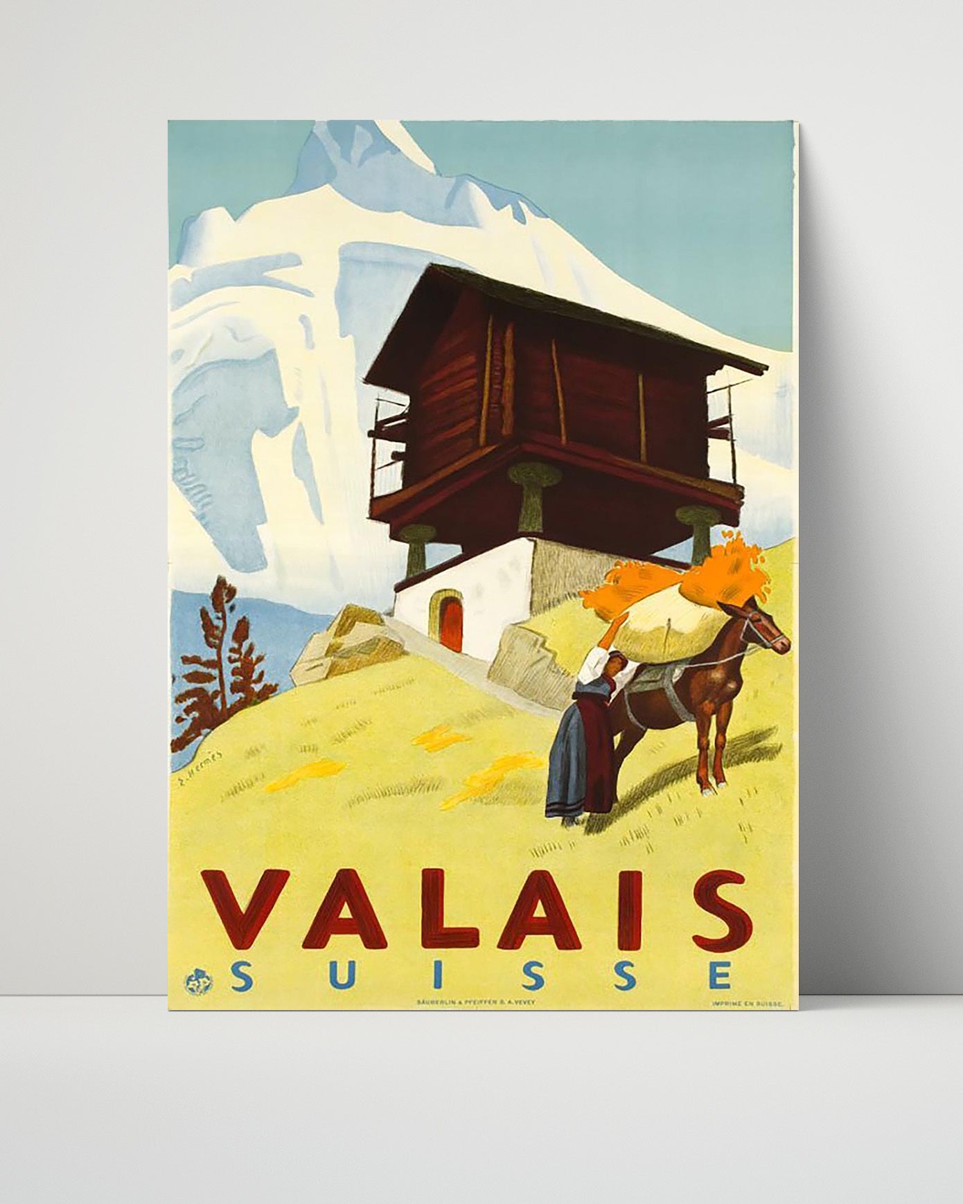 Valais Suisse Vintage Travel Print 16x20 Unframed Print travel wall art print