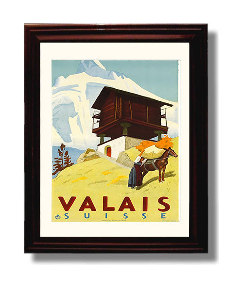 Valais Suisse travel poster wall art 8x10 Canvas