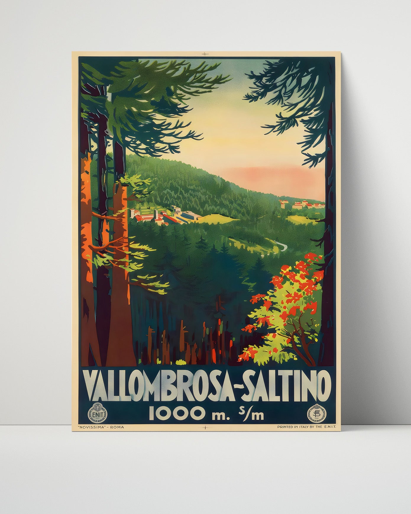 Vallombrosa Saltino Italy Vintage Travel Print 16x20 Unframed Print travel wall art print