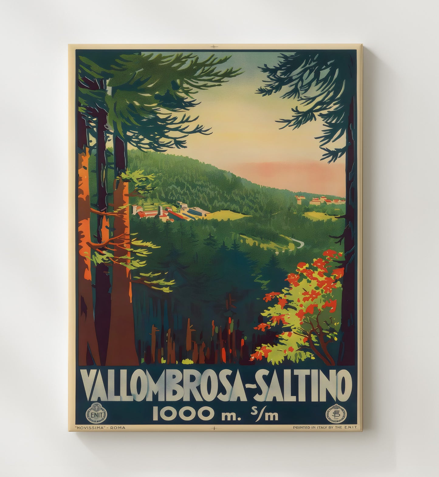 Vallombrosa Saltino Italy Vintage Travel Print 20x24 Canvas travel wall art print