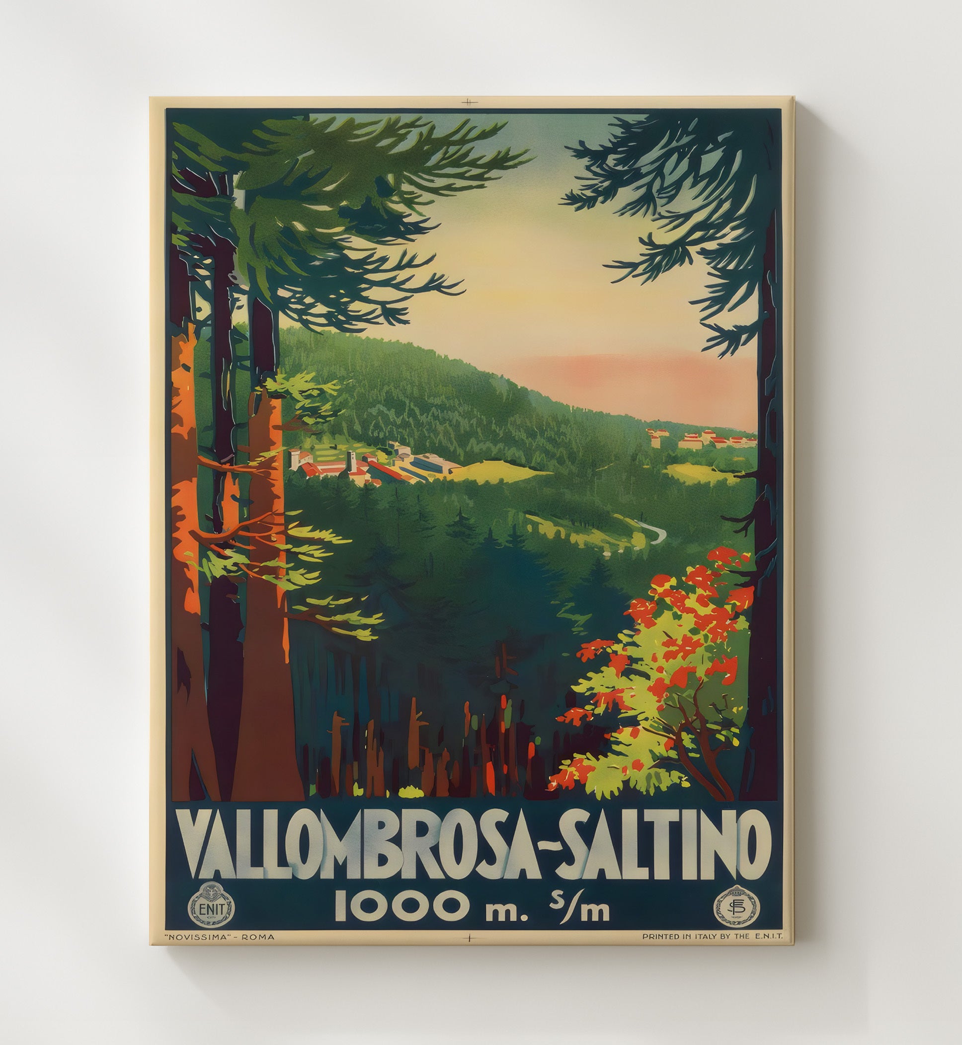 Vallombrosa Saltino Italy Vintage Travel Print 20x24 Canvas travel wall art print
