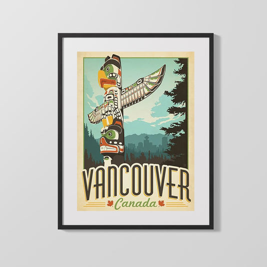 Classic Travel Poster - Vancouver - Canada Totem