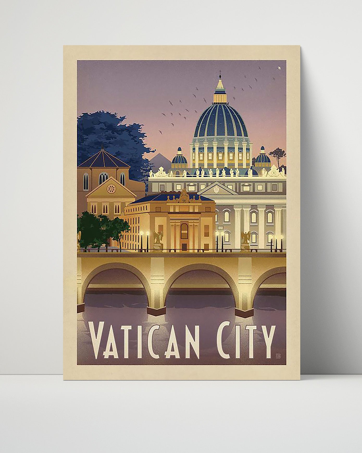 Vatican City St. Peters Basilica Vintage Travel Print 16x20 Unframed Print travel wall art print