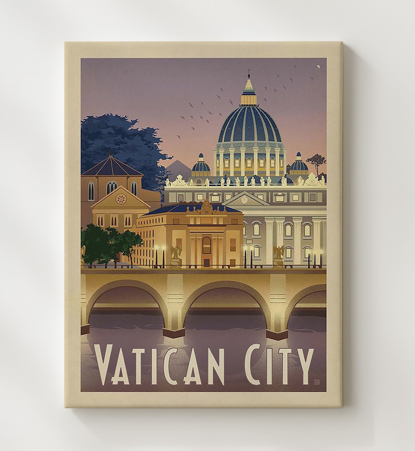 Vatican City St. Peters Basilica Vintage Travel Print 20x24 Canvas travel wall art print