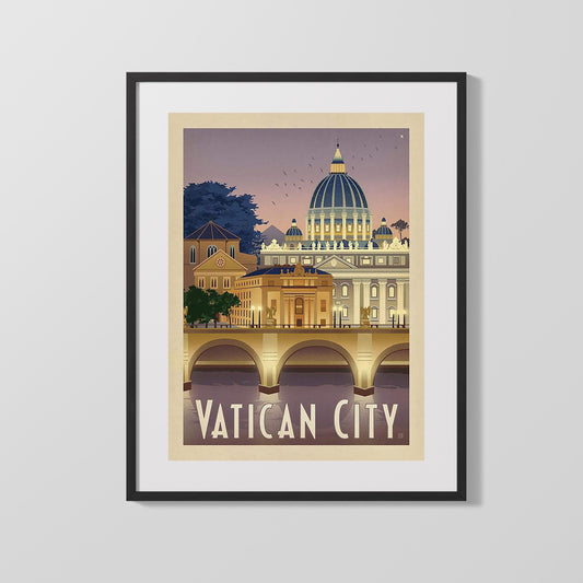 Classic Travel Poster - Vatican City - St. Peters Basilica Travel Vintage Framed Prints Gallery Frame 16x20
