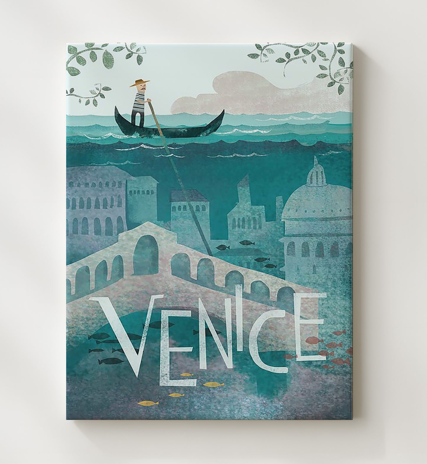 Venice Gondola Vintage Travel Print 20x24 Canvas travel wall art print
