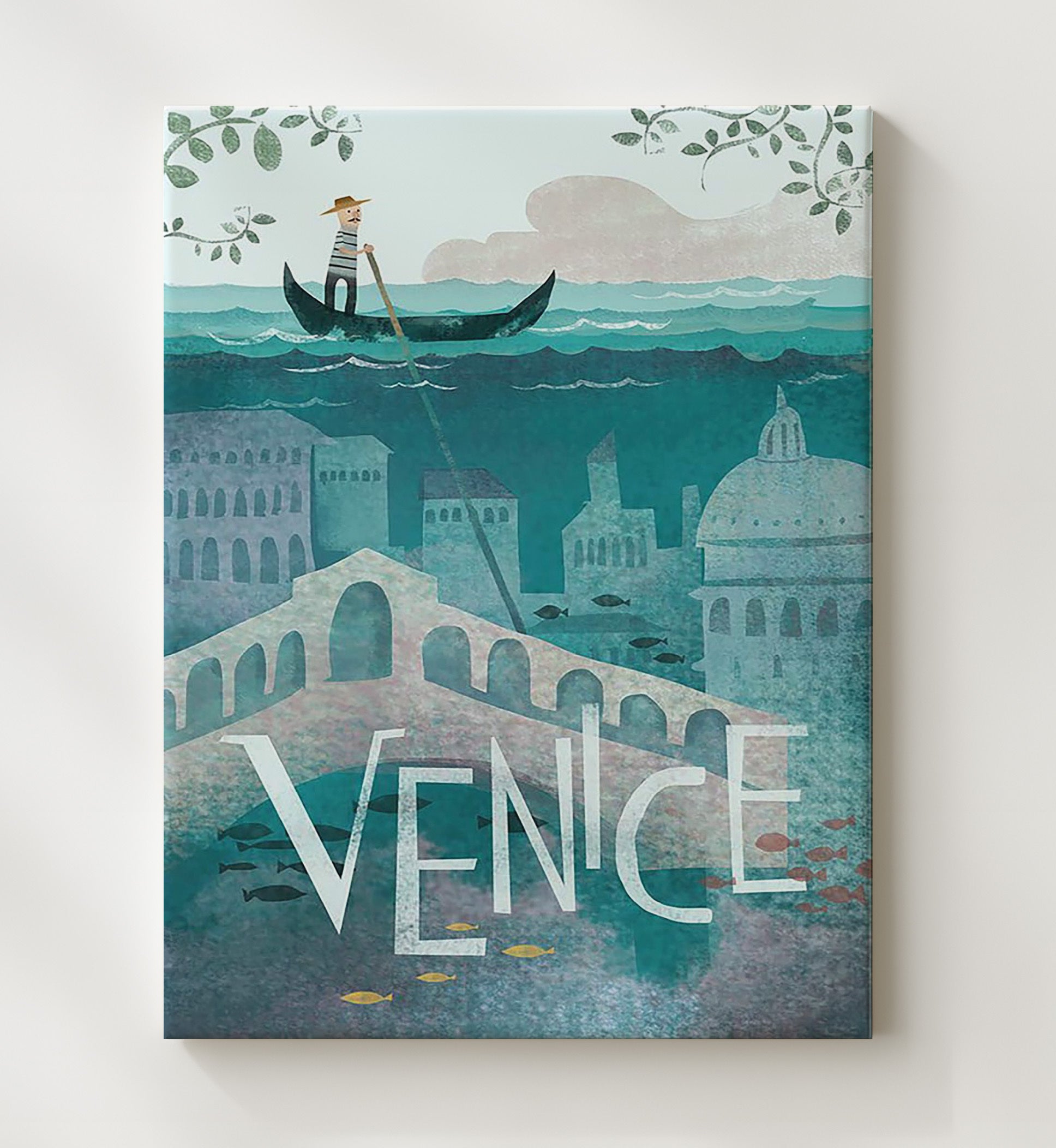 Venice Gondola Vintage Travel Print 20x24 Canvas travel wall art print