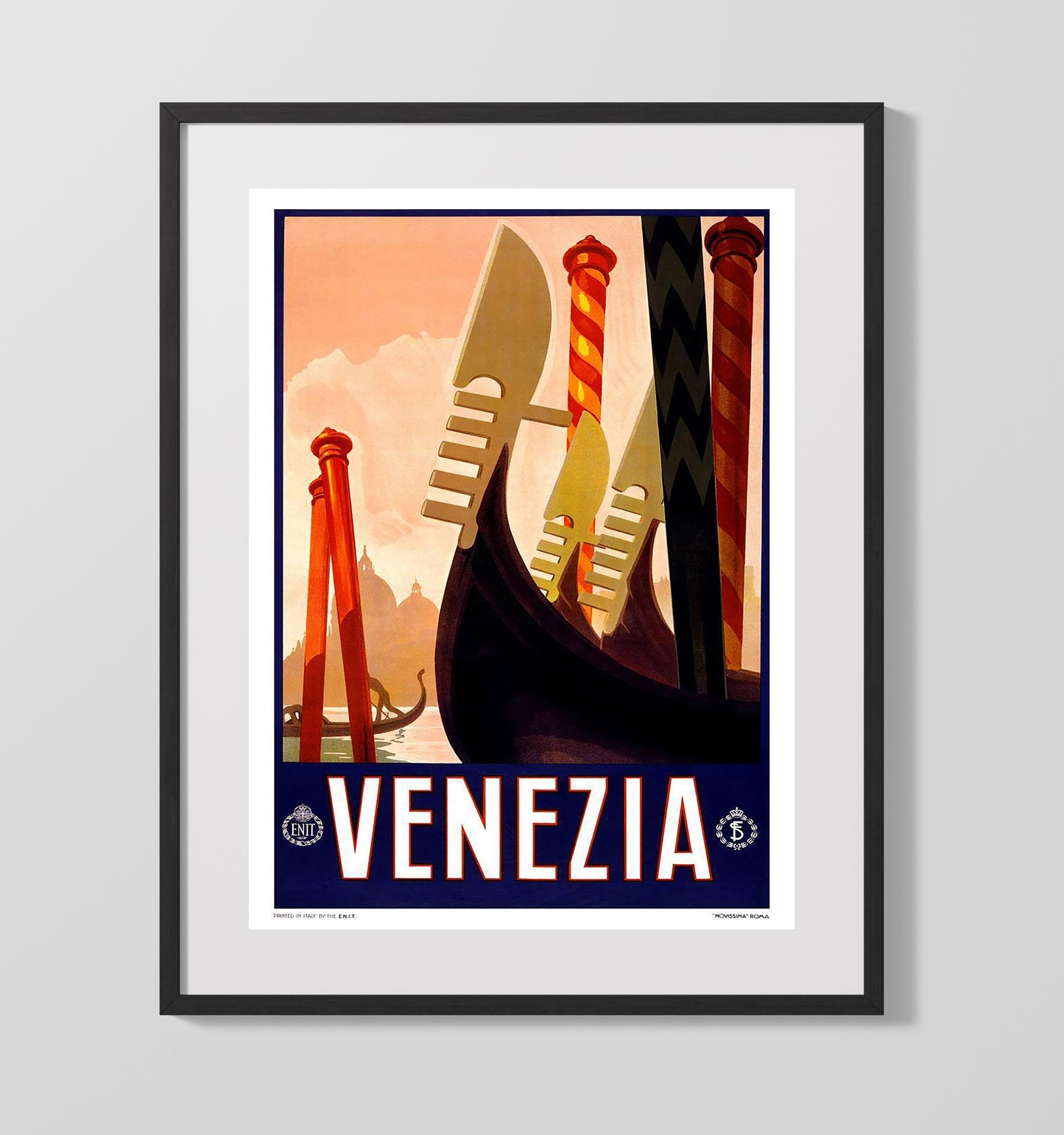 Venice Gondola View Vintage Travel Print 16x20 Gallery Frame travel wall art print