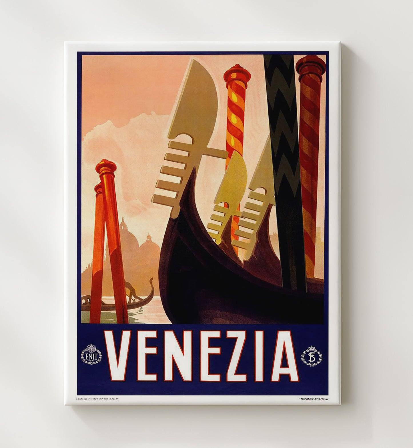 Venice Gondola View Vintage Travel Print 20x24 Canvas travel wall art print