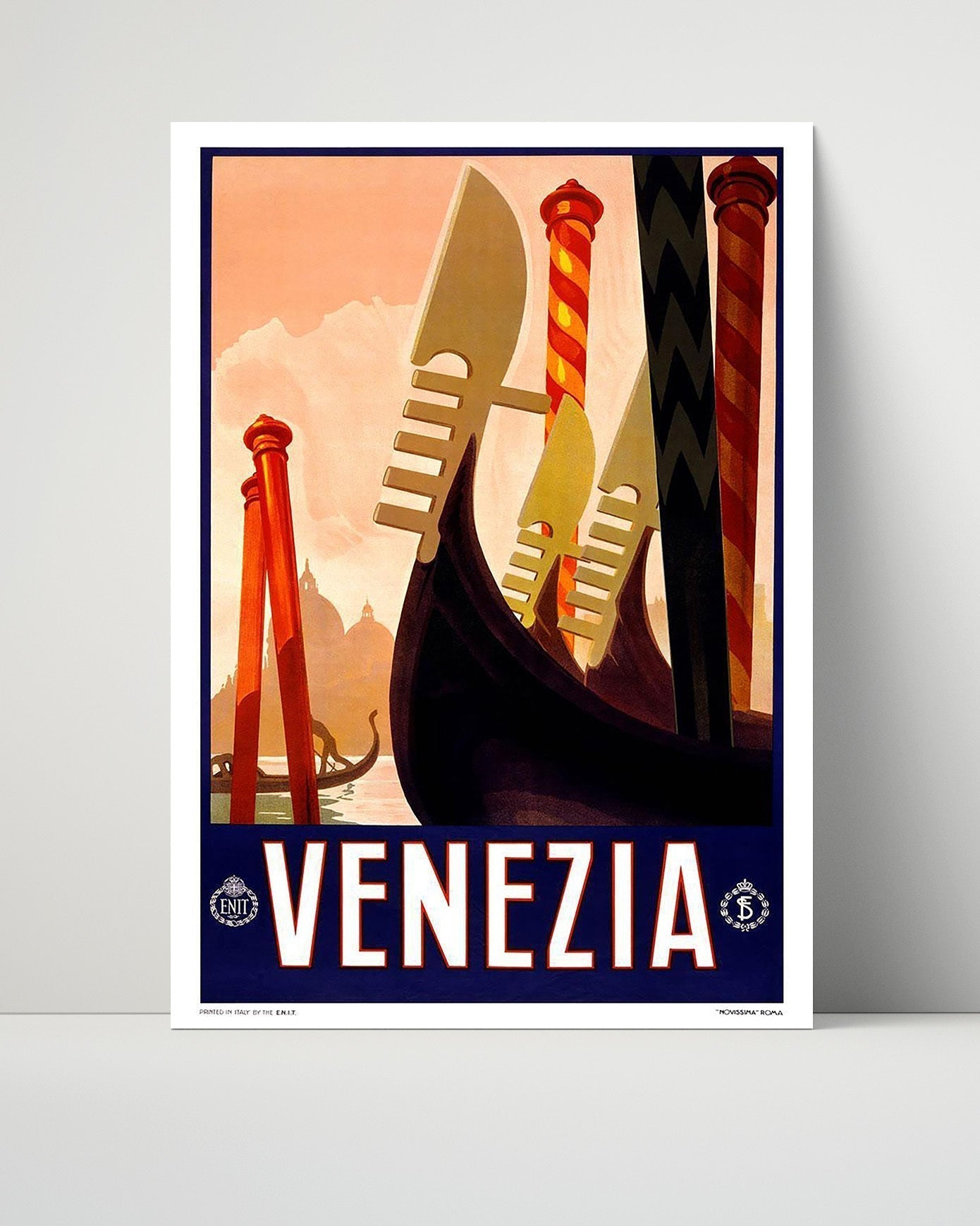 Classic Travel Poster - Venice - Gondola Travel Vintage Framed Prints Poster 16x20