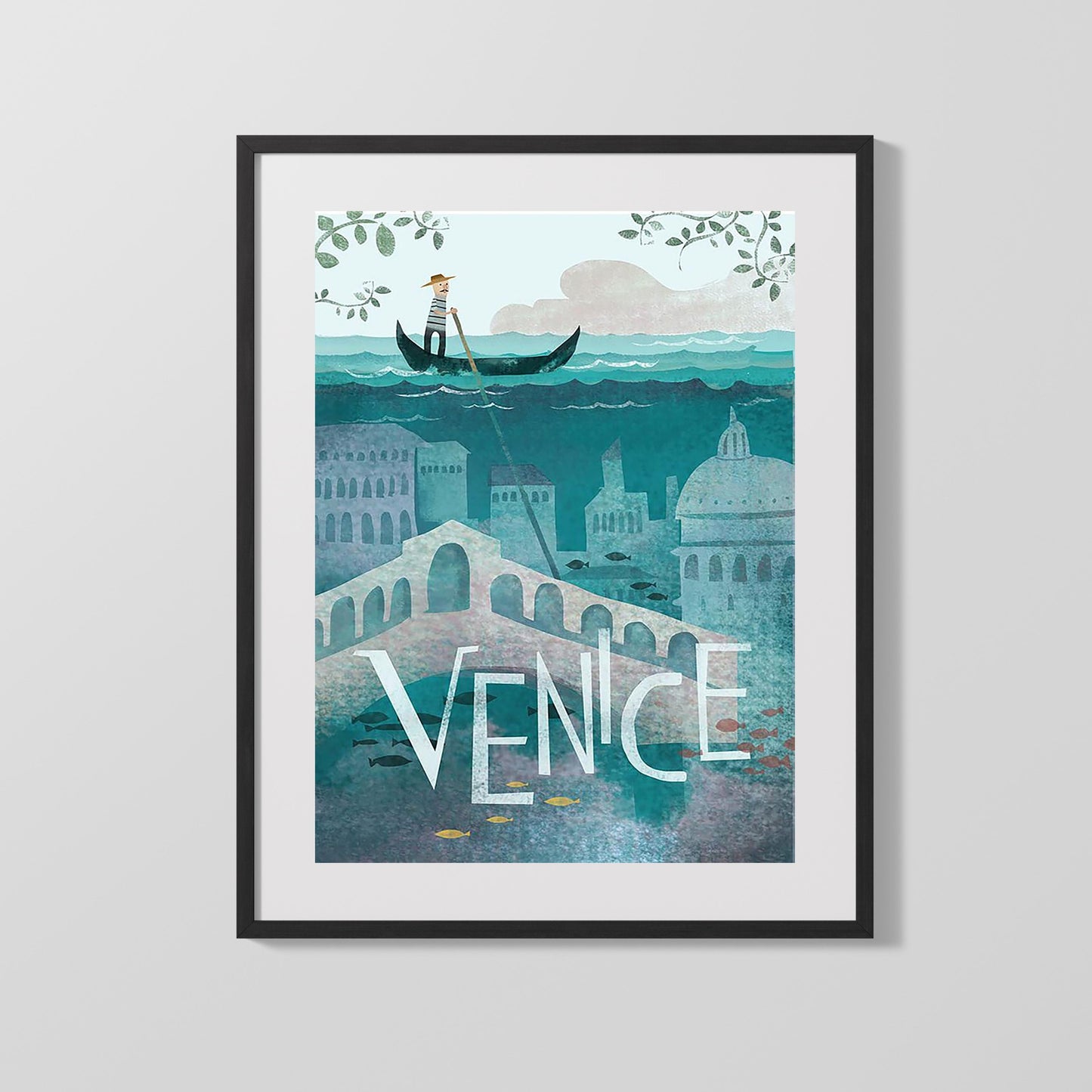 Classic Travel Poster - Venice - Gondola View