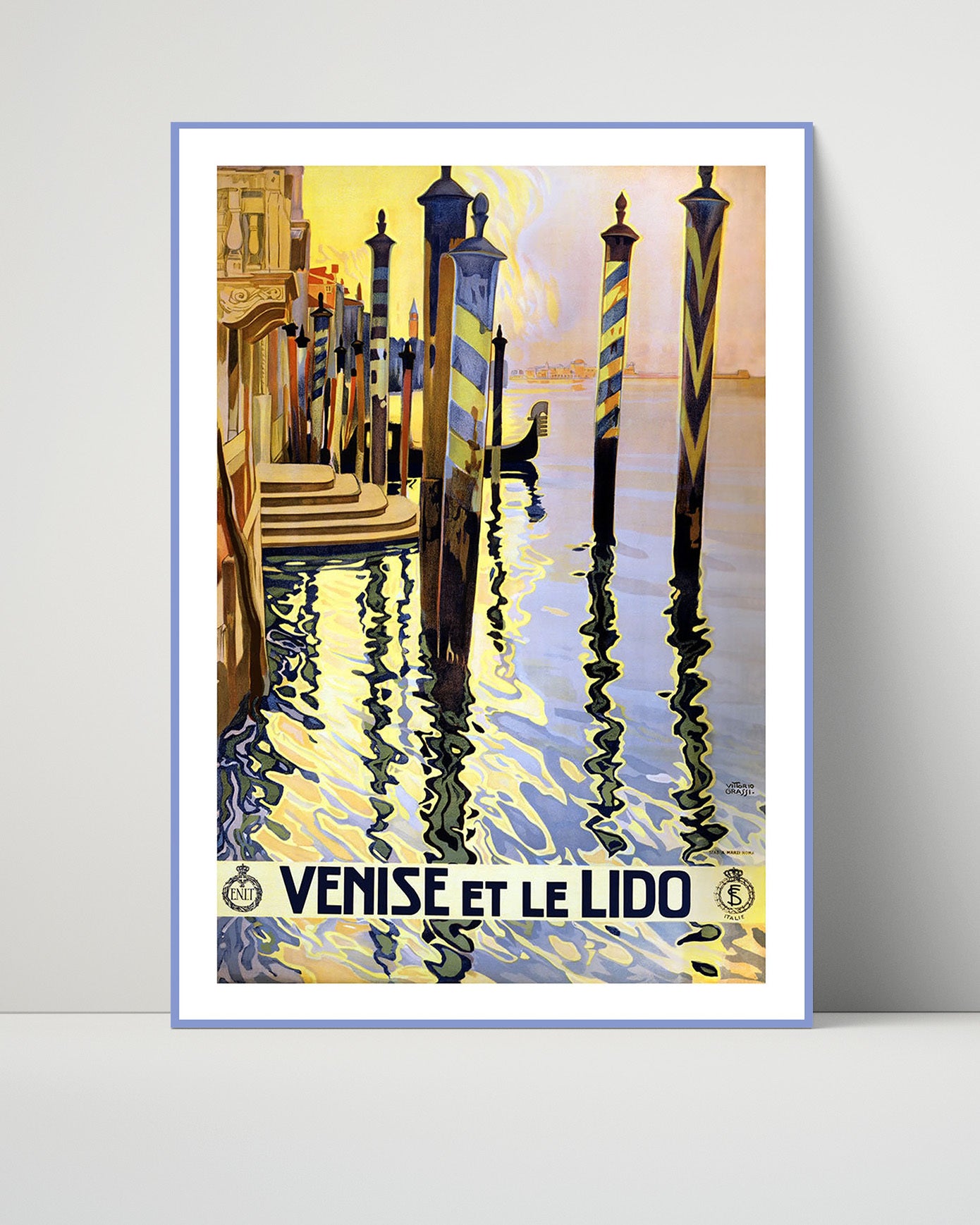 Venice Le Lido Reflections Vintage Travel Print 16x20 Unframed Print travel wall art print