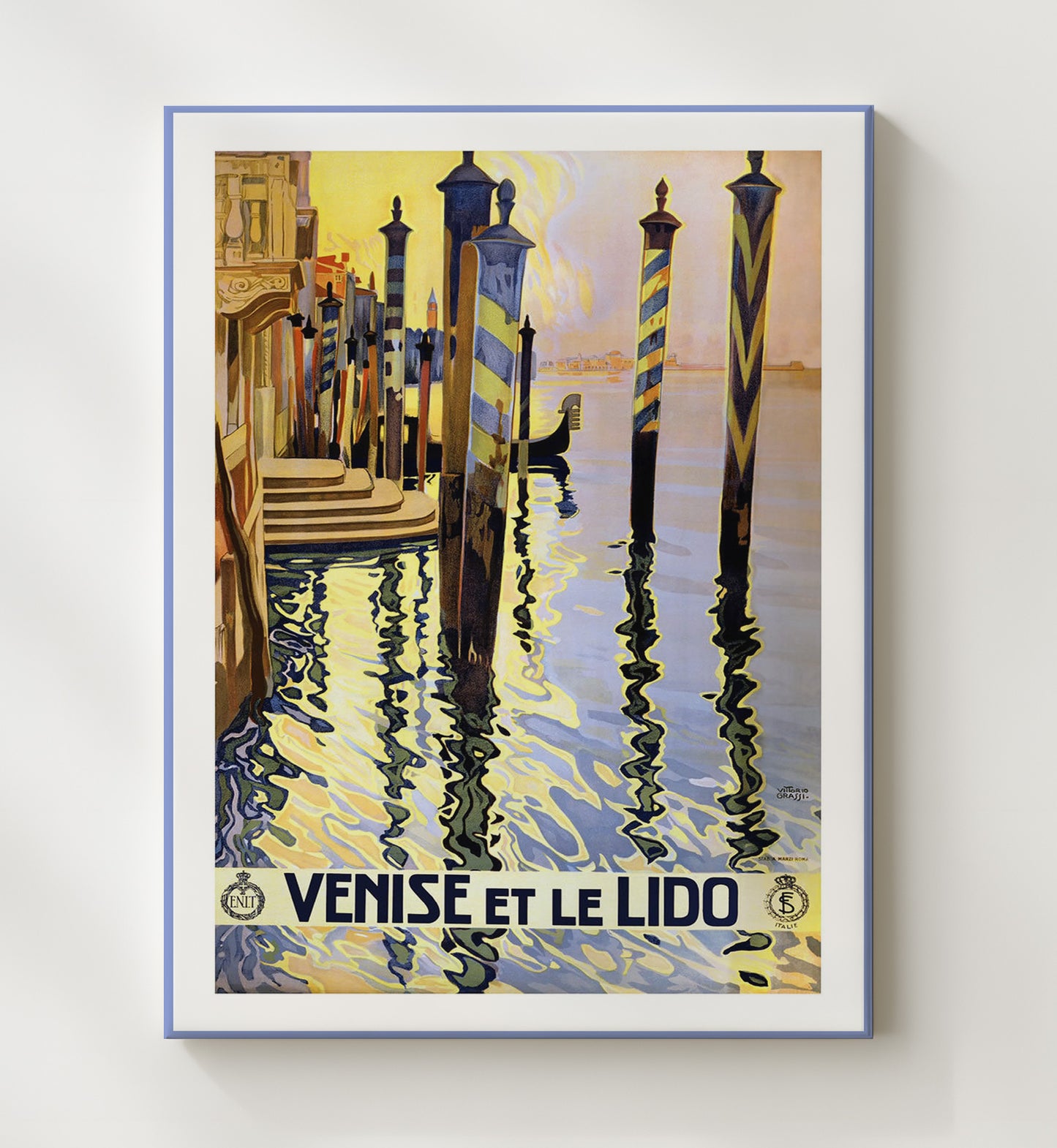 Venice Le Lido Reflections Vintage Travel Print 20x24 Canvas travel wall art print