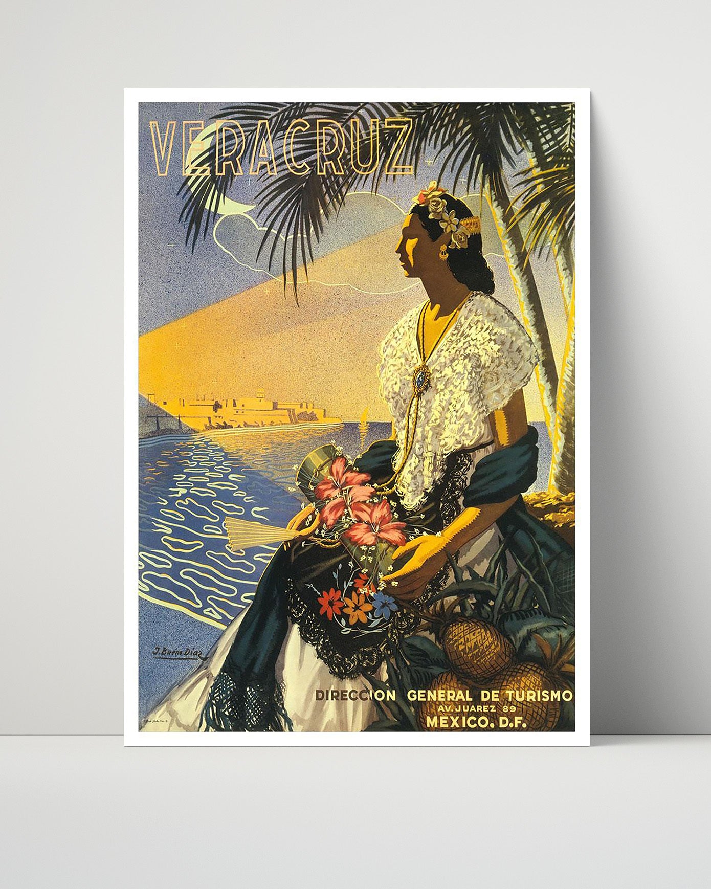 Veracruz Mexico Vintage Travel Print 16x20 Unframed Print travel wall art print