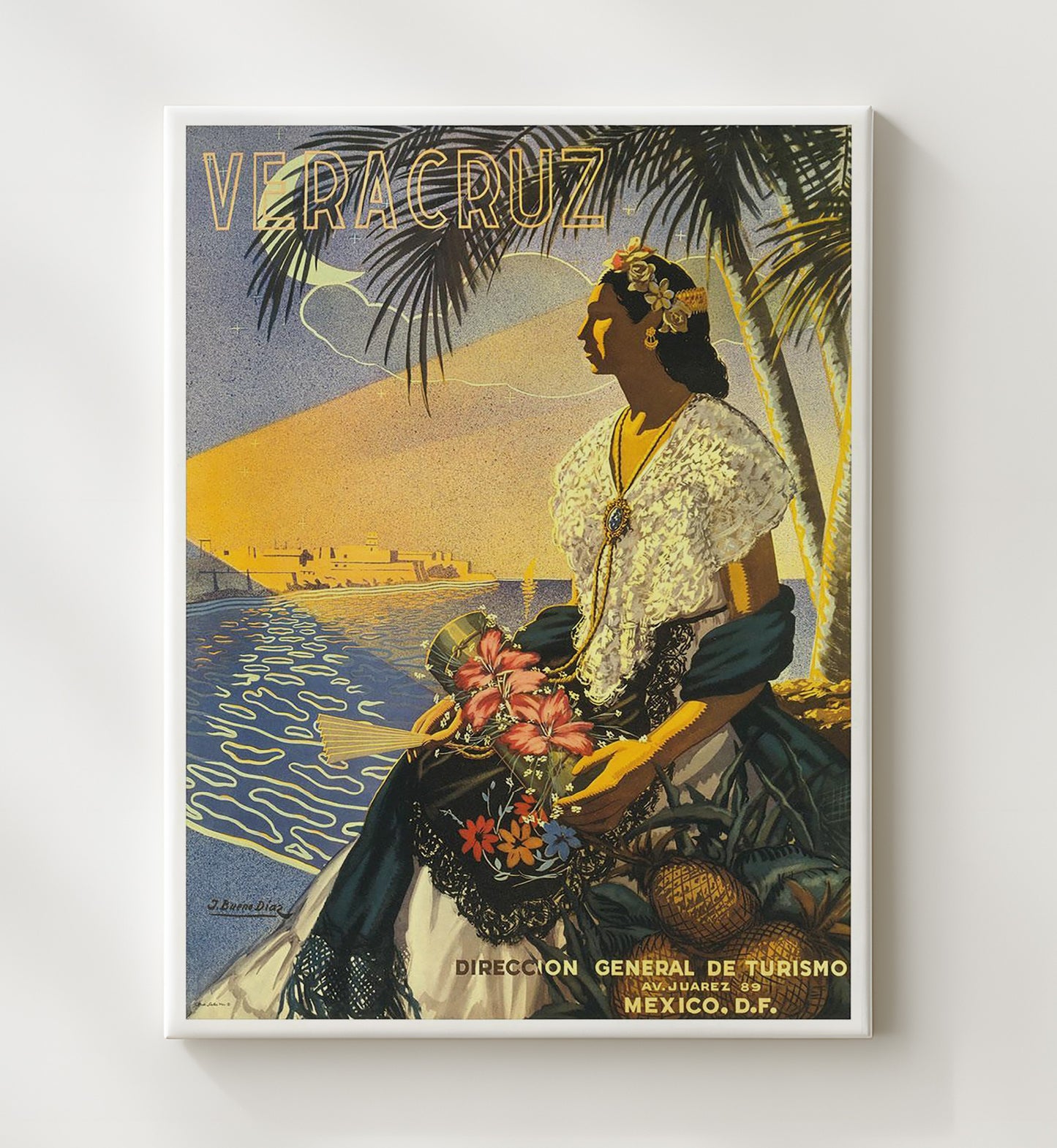 Veracruz Mexico Vintage Travel Print 20x24 Canvas travel wall art print