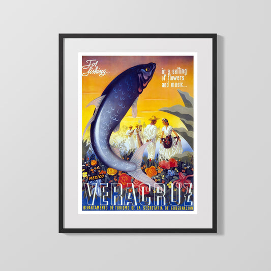 Classic Travel Poster - Veracruz - Music and Fishing