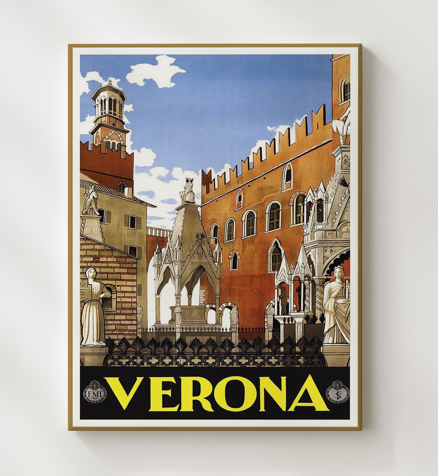 Verona Italy Vintage Travel Print 20x24 Canvas travel wall art print