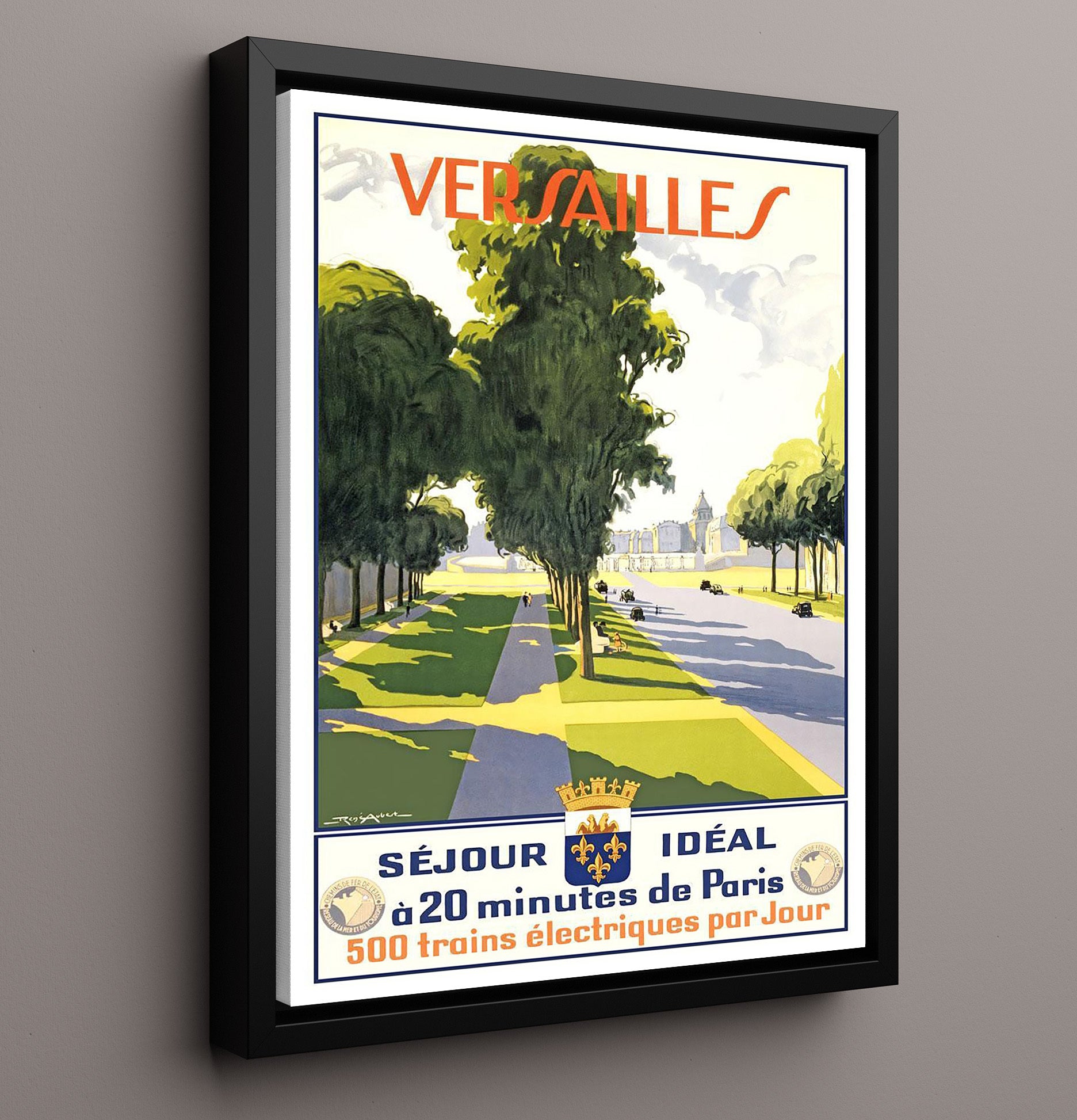 Versailles France Vintage Travel Print 16x20 Framed Canvas travel wall art print