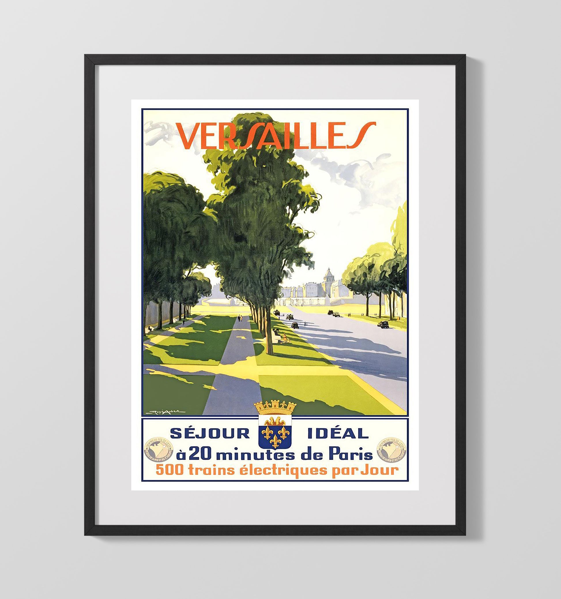 Versailles France Vintage Travel Print 16x20 Gallery Frame travel wall art print