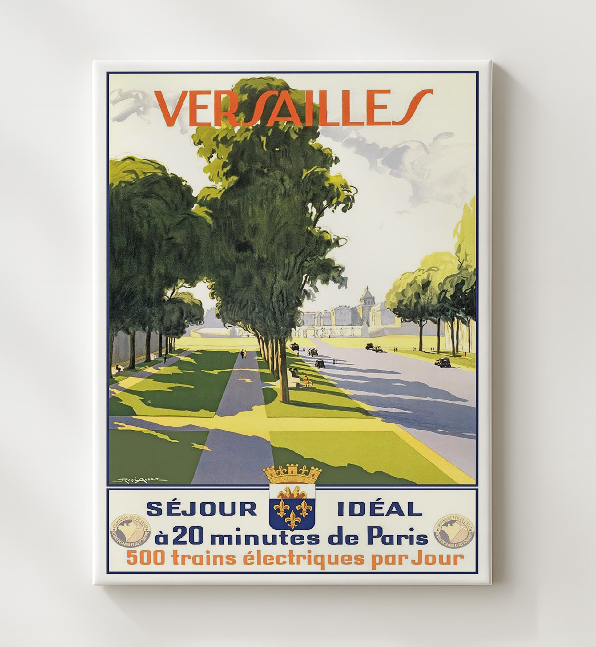 Versailles France Vintage Travel Print 20x24 Canvas travel wall art print