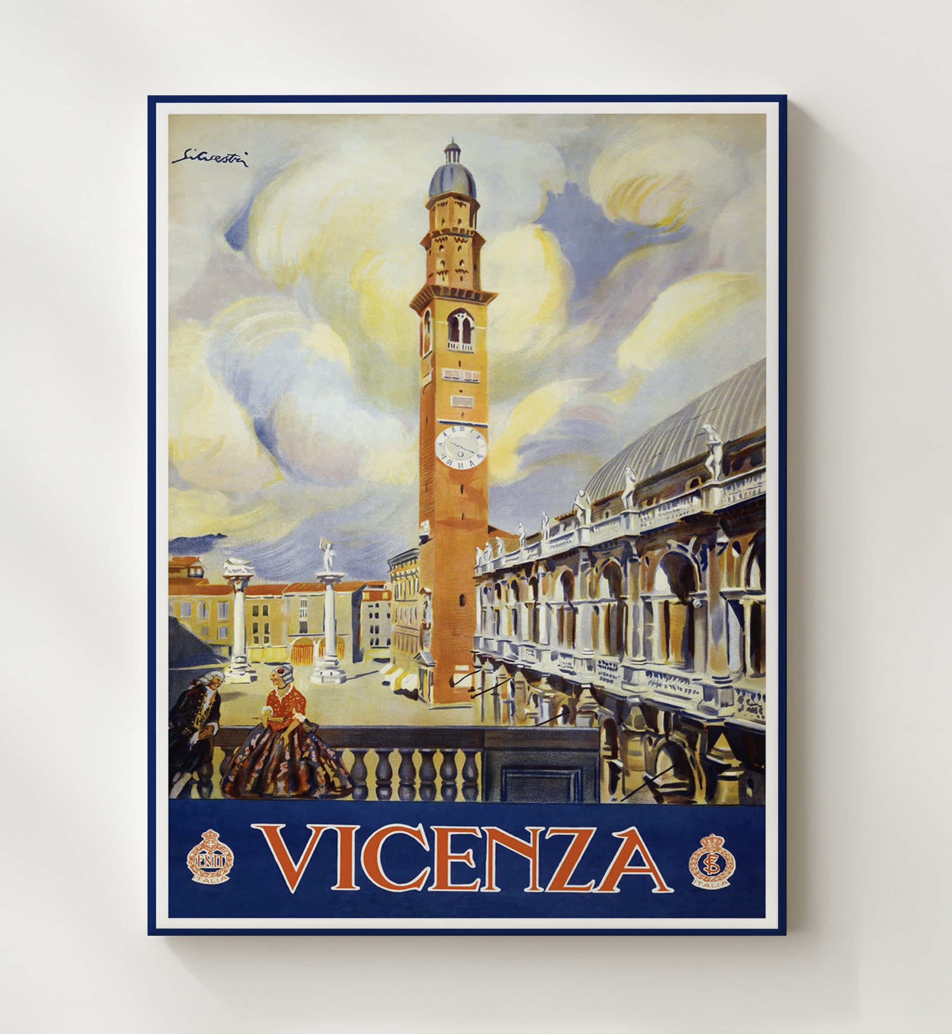 Vicenza Italy Vintage Travel Print 20x24 Canvas travel wall art print