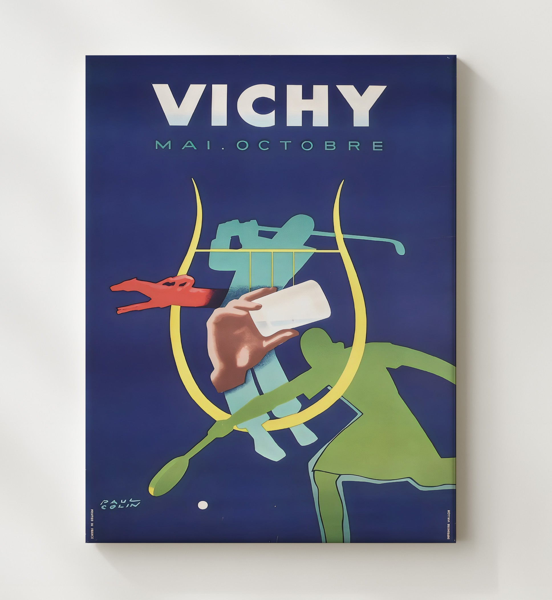 Vichy Mai Octobre Vintage Travel Print 20x24 Canvas travel wall art print