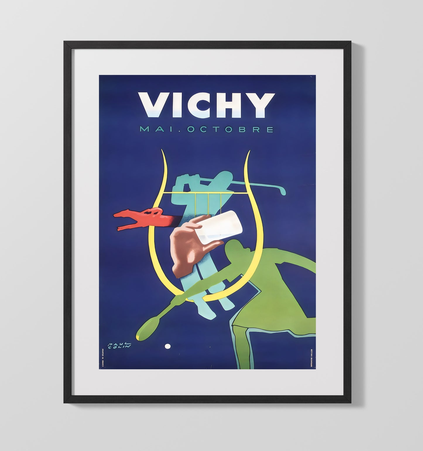 Vichy Mai Octobre Vintage Travel Print 16x20 Gallery Frame travel wall art print