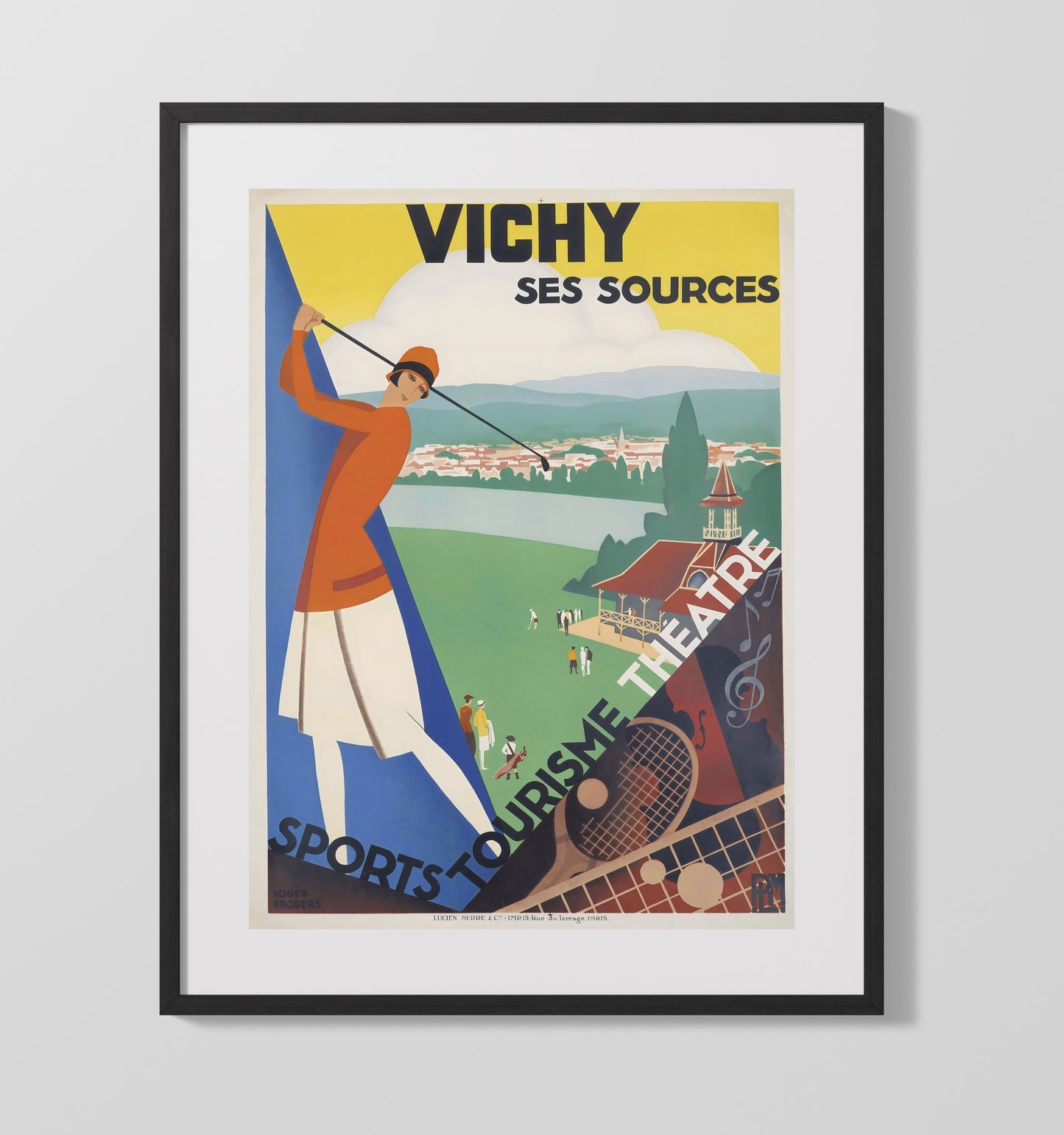 Vichy Ses Sources Vintage Travel Print 16x20 Gallery Frame travel wall art print