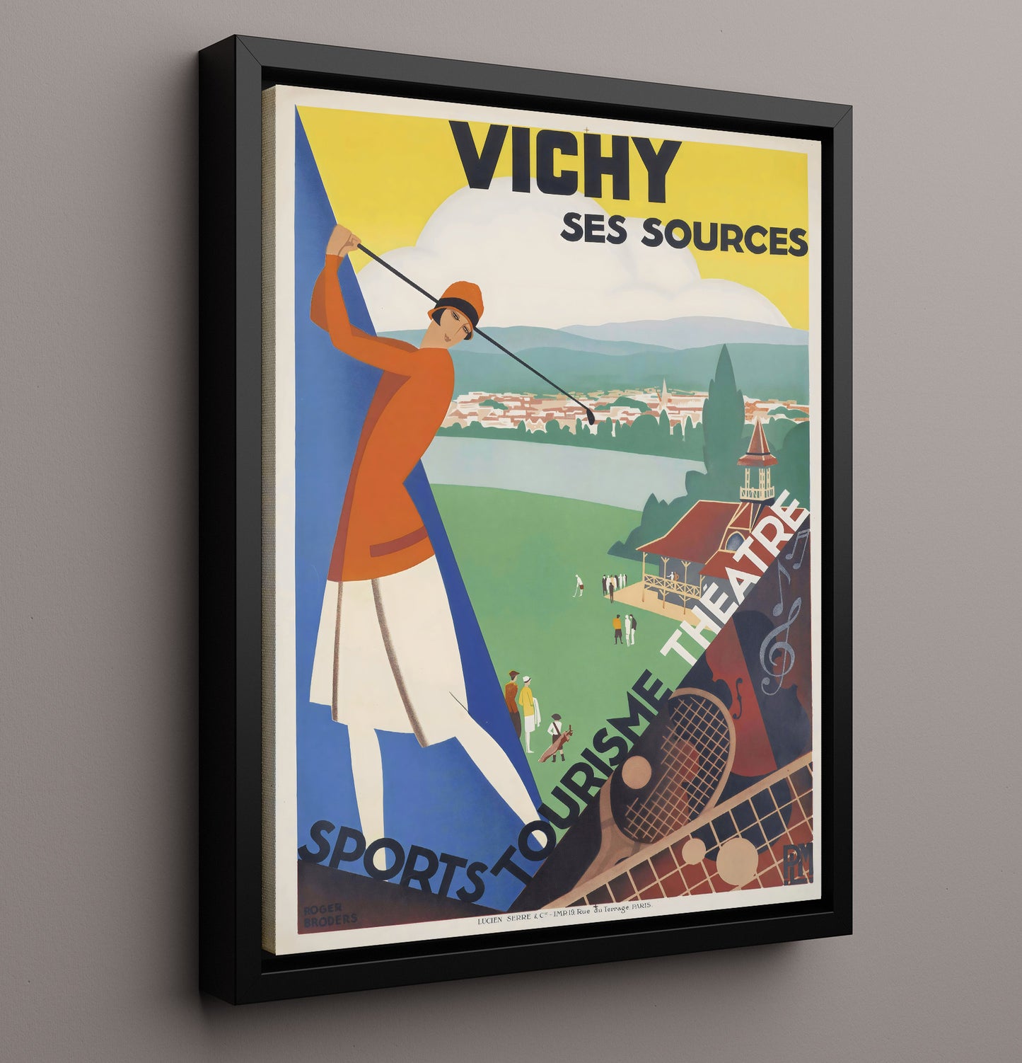 Vichy Ses Sources Vintage Travel Print 16x20 Framed Canvas travel wall art print