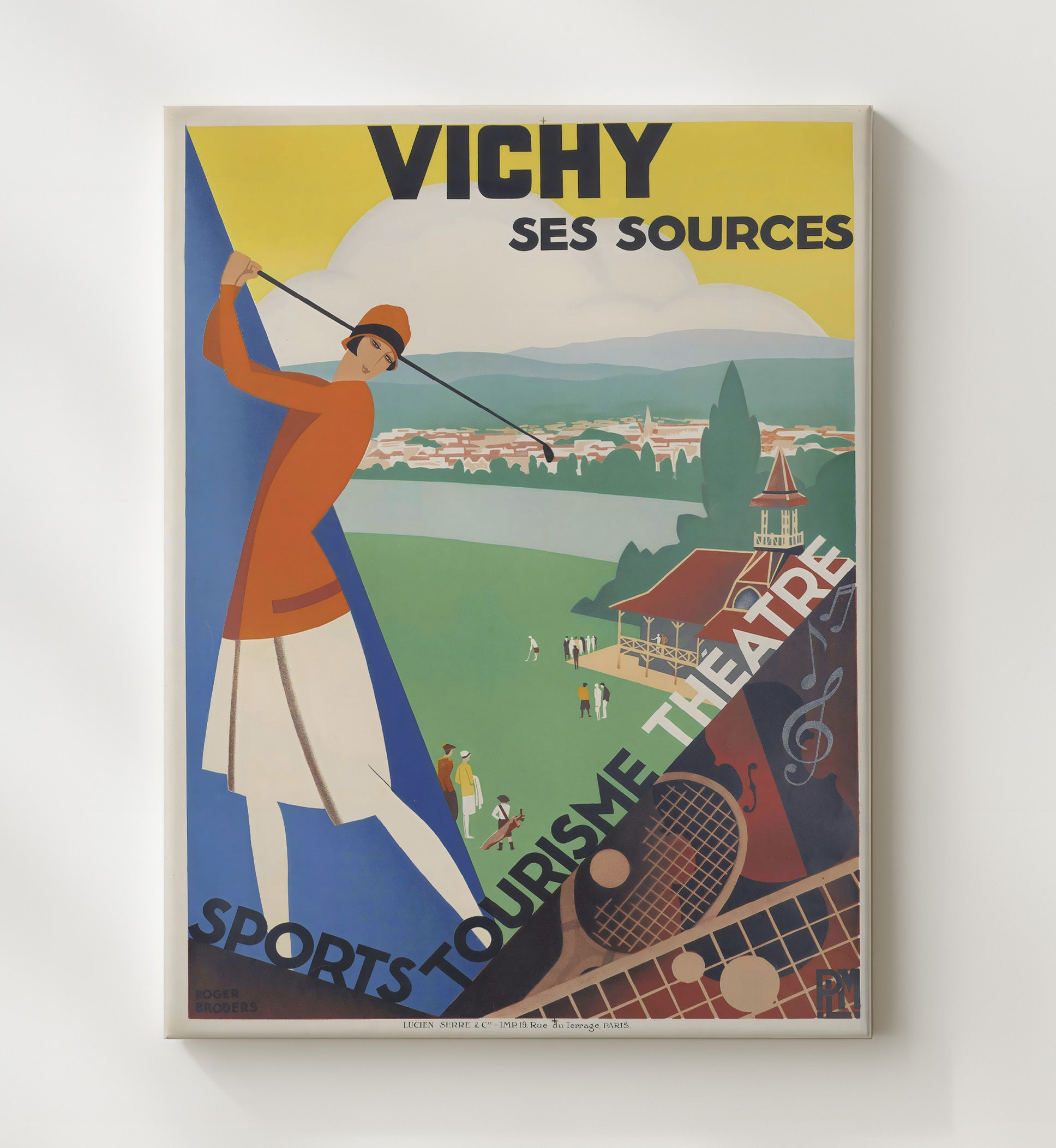 Vichy Ses Sources Vintage Travel Print 20x24 Canvas travel wall art print