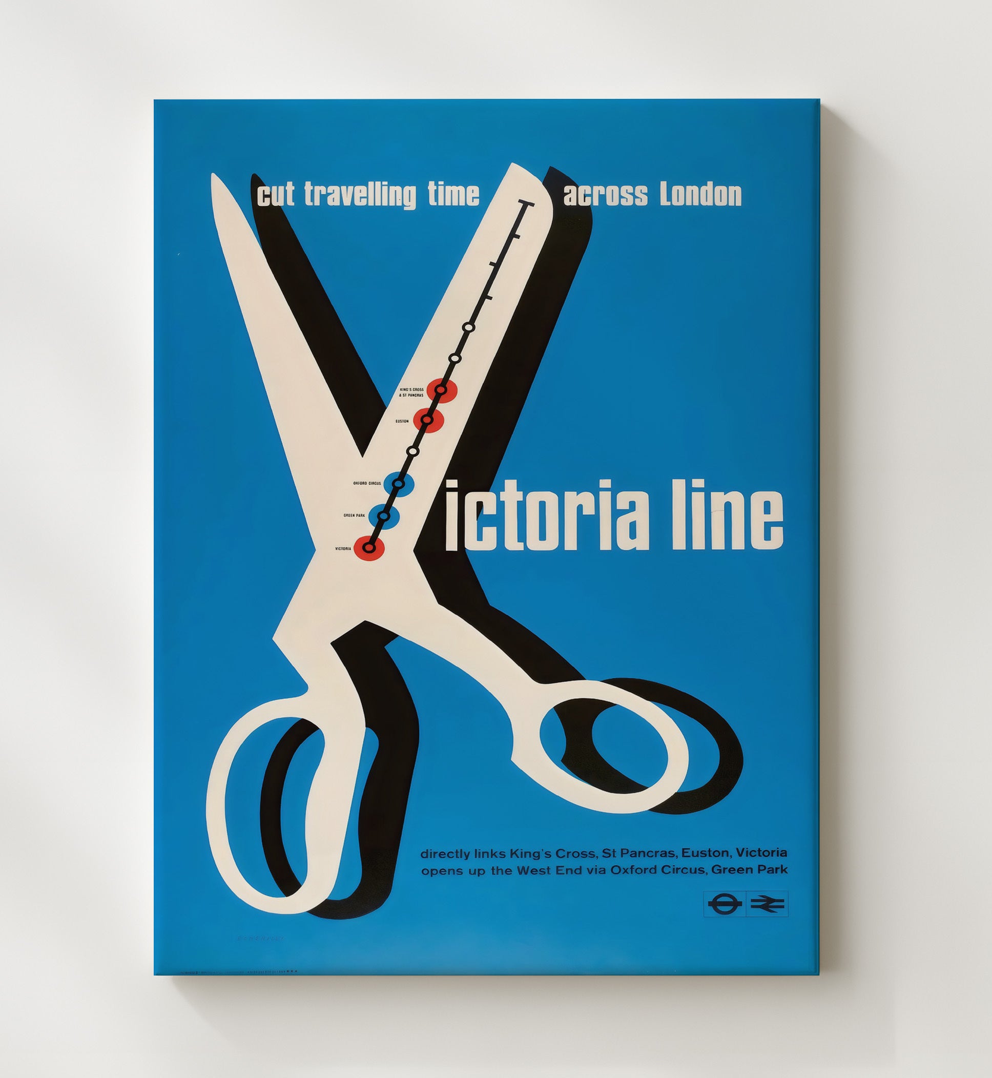 Victoria Line London Underground Vintage Travel Print 20x24 Canvas travel wall art print