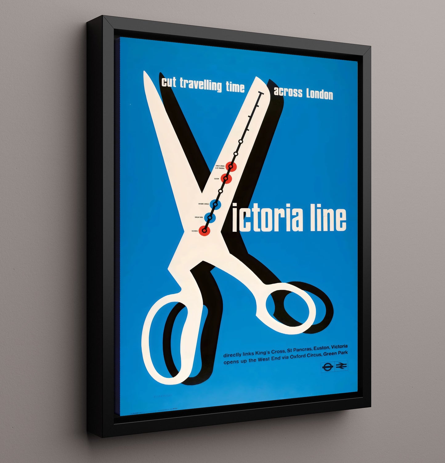 Victoria Line London Underground Vintage Travel Print 16x20 Framed Canvas travel wall art print