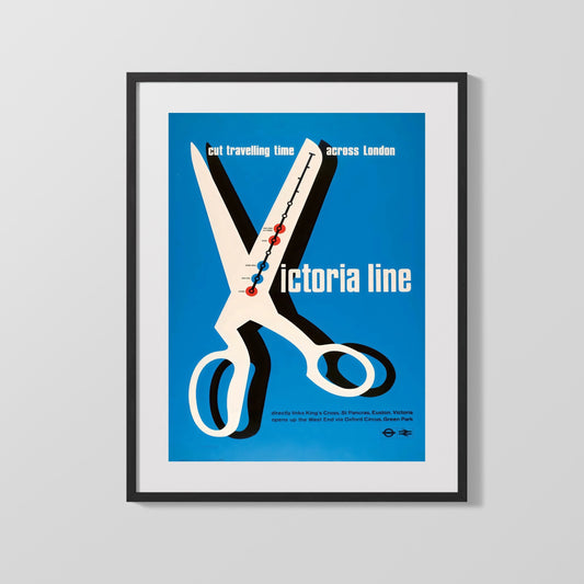 Classic Travel Poster - Victoria Line - London Underground Travel Vintage Framed Prints Gallery Frame 16x20