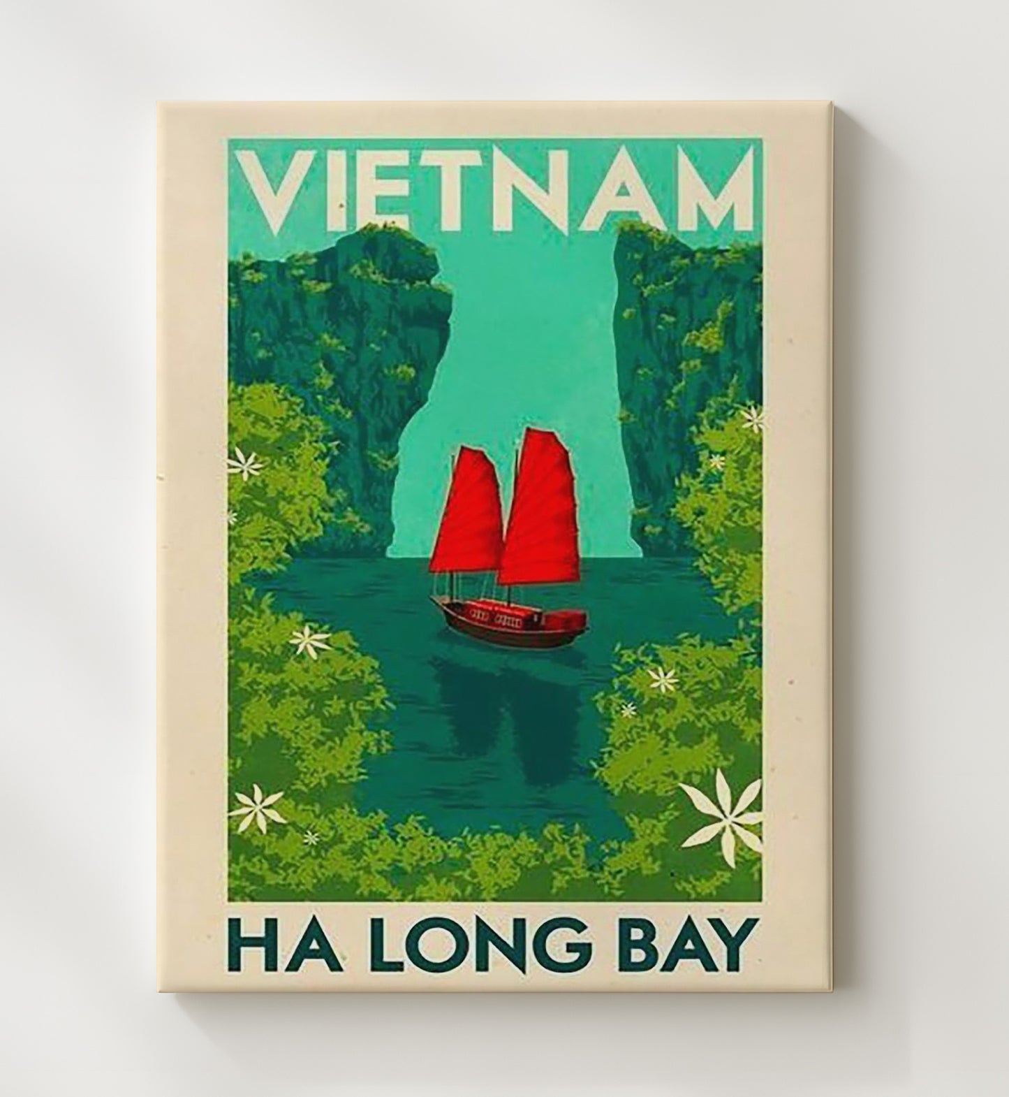 Vietnam Ha Long Bay Vintage Travel Print 20x24 Canvas travel wall art print