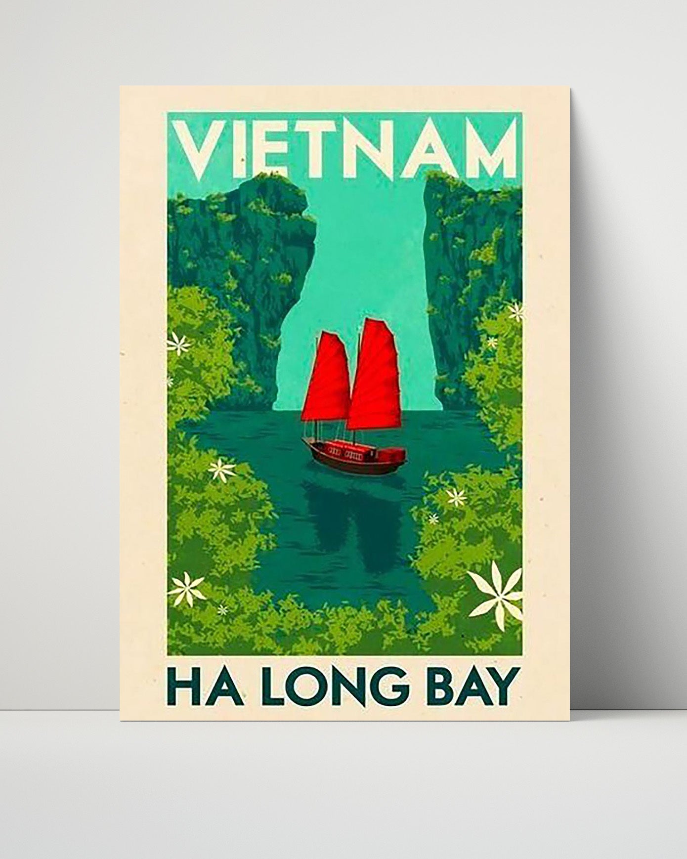 Vietnam Ha Long Bay Vintage Travel Print 16x20 Unframed Print travel wall art print