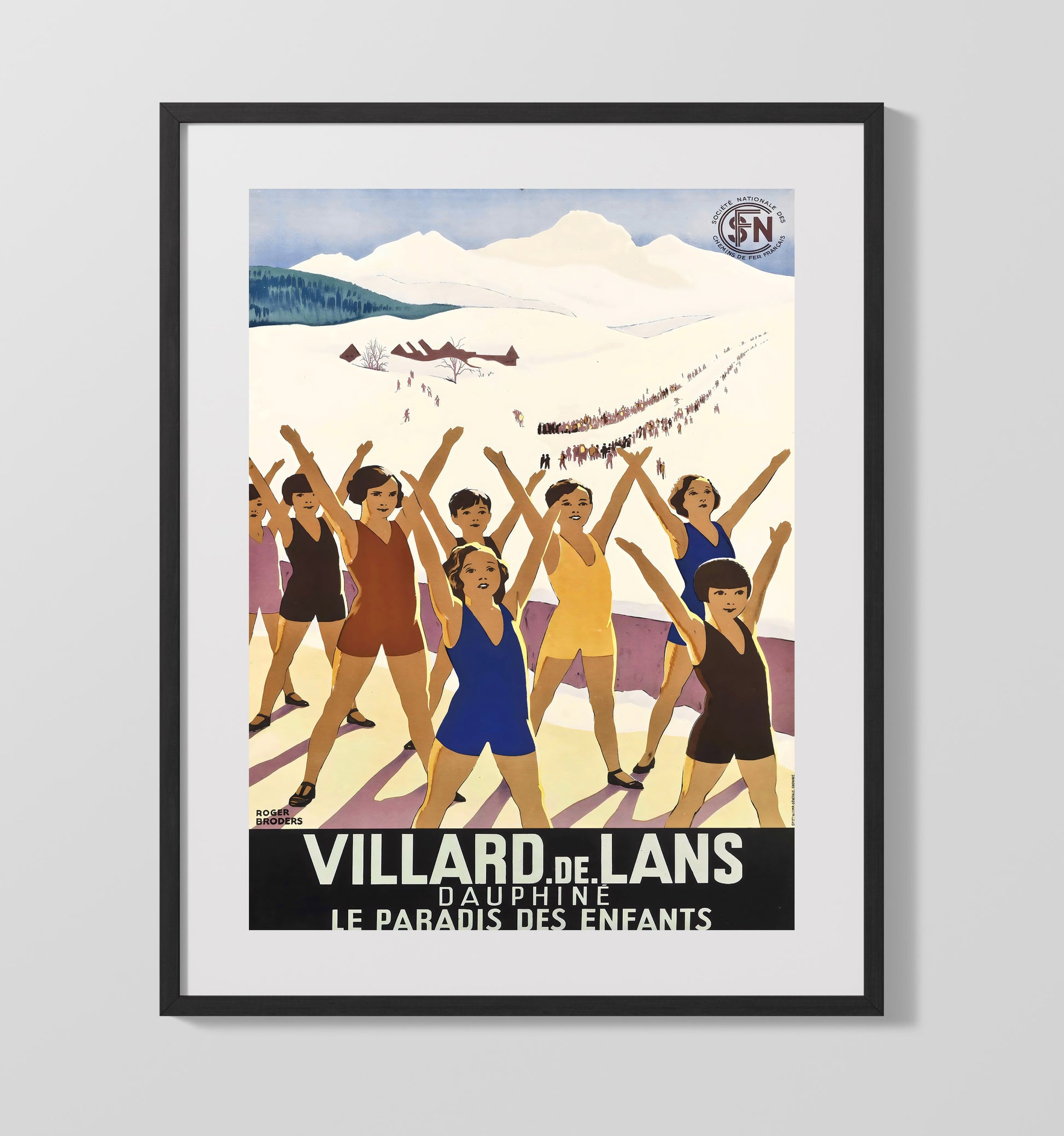 Villard de Lans Ski Paradise Vintage Travel Print 16x20 Gallery Frame travel wall art print