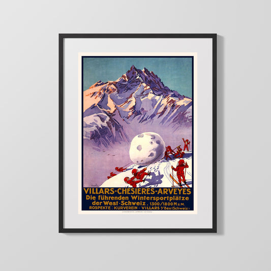 Classic Travel Poster - Villars - Switzerland Travel Vintage Framed Prints Gallery Frame 16x20