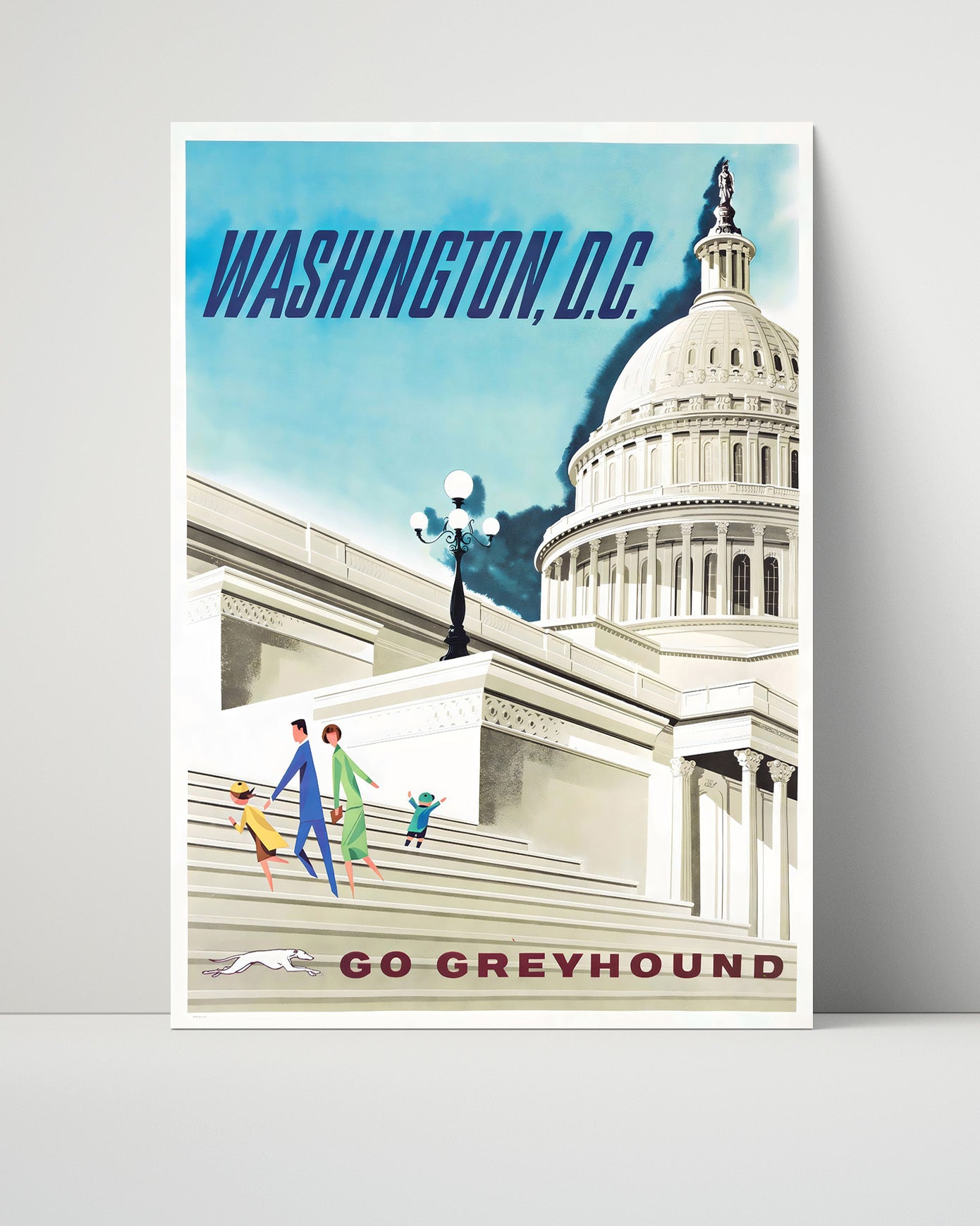 Washington D.C. Greyhound Travel Vintage Travel Print 16x20 Unframed Print travel wall art print